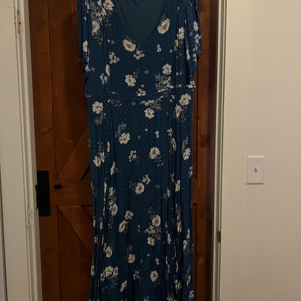 Torrid Blue Wrap Maxi Dress with V-Neck